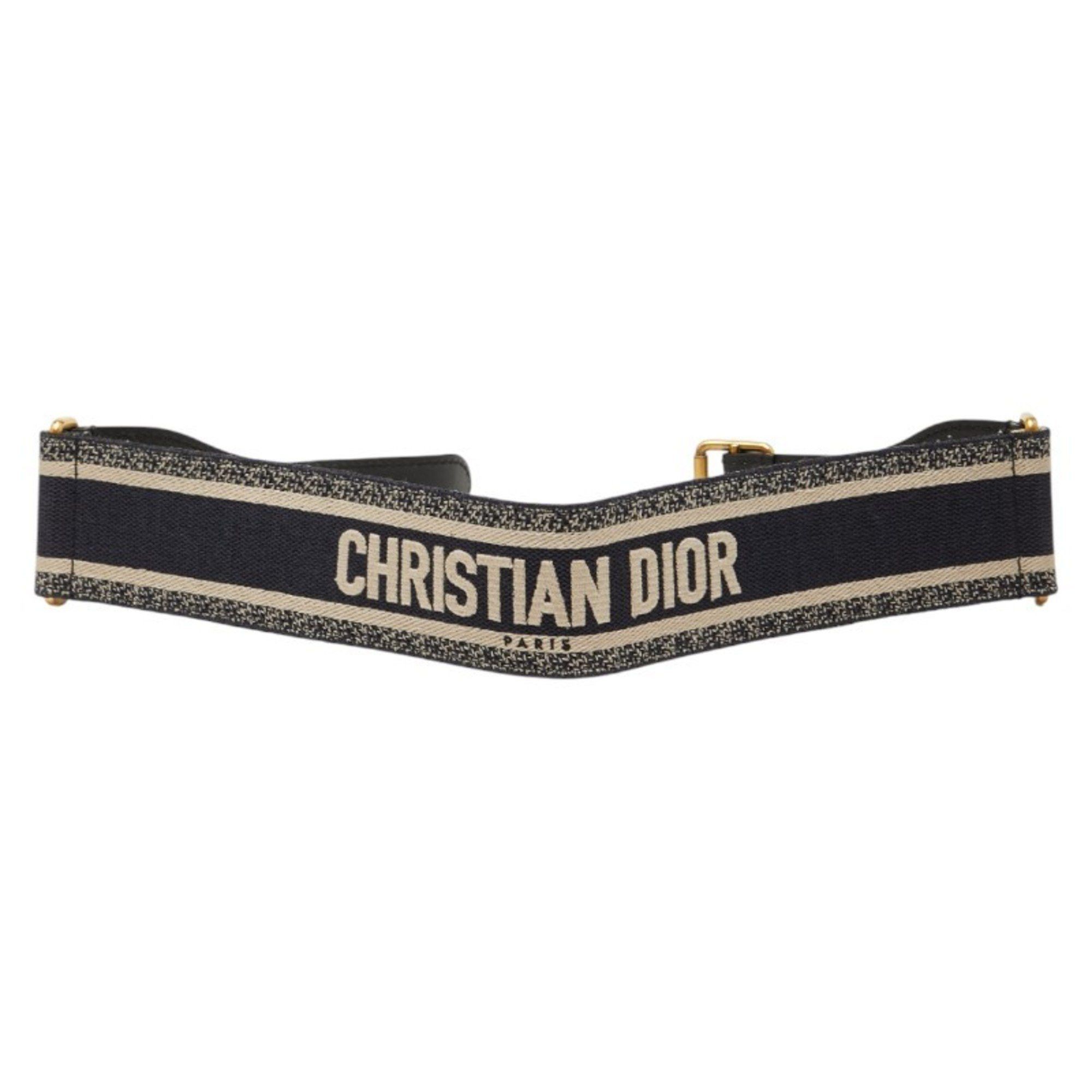 Dior Christian Dior Dior Belt Size: 75 Navy Beige Canvas Leather Women's Size ONE SIZE - 1 Thumbnail