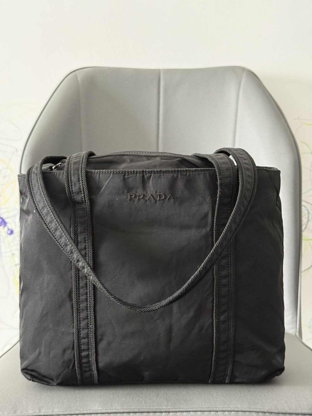 Prada Vintage Prada Black Medium Shoulder Tote Bag Size ONE SIZE - 2 Thumbnail