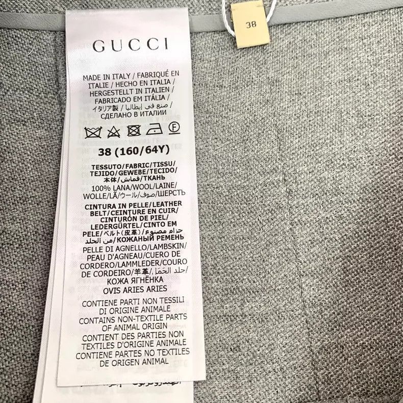 Gucci Gucci Grey Pleated Wool Skirt with Logo-2505 Size 37" - 7 Thumbnail