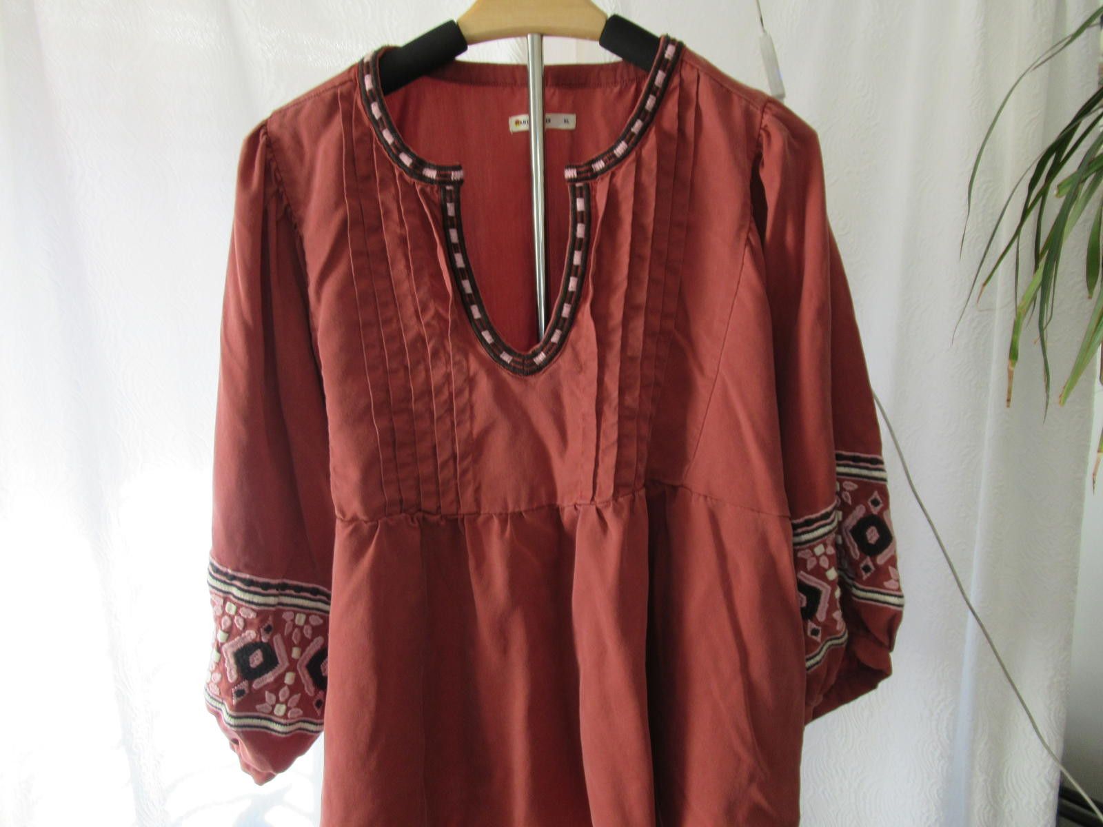 Marine Layer Boho Embroidered Peasant Blouse - Rust Orange, Size M Size XL / US 12-14 / IT 48-50 - 1 Thumbnail