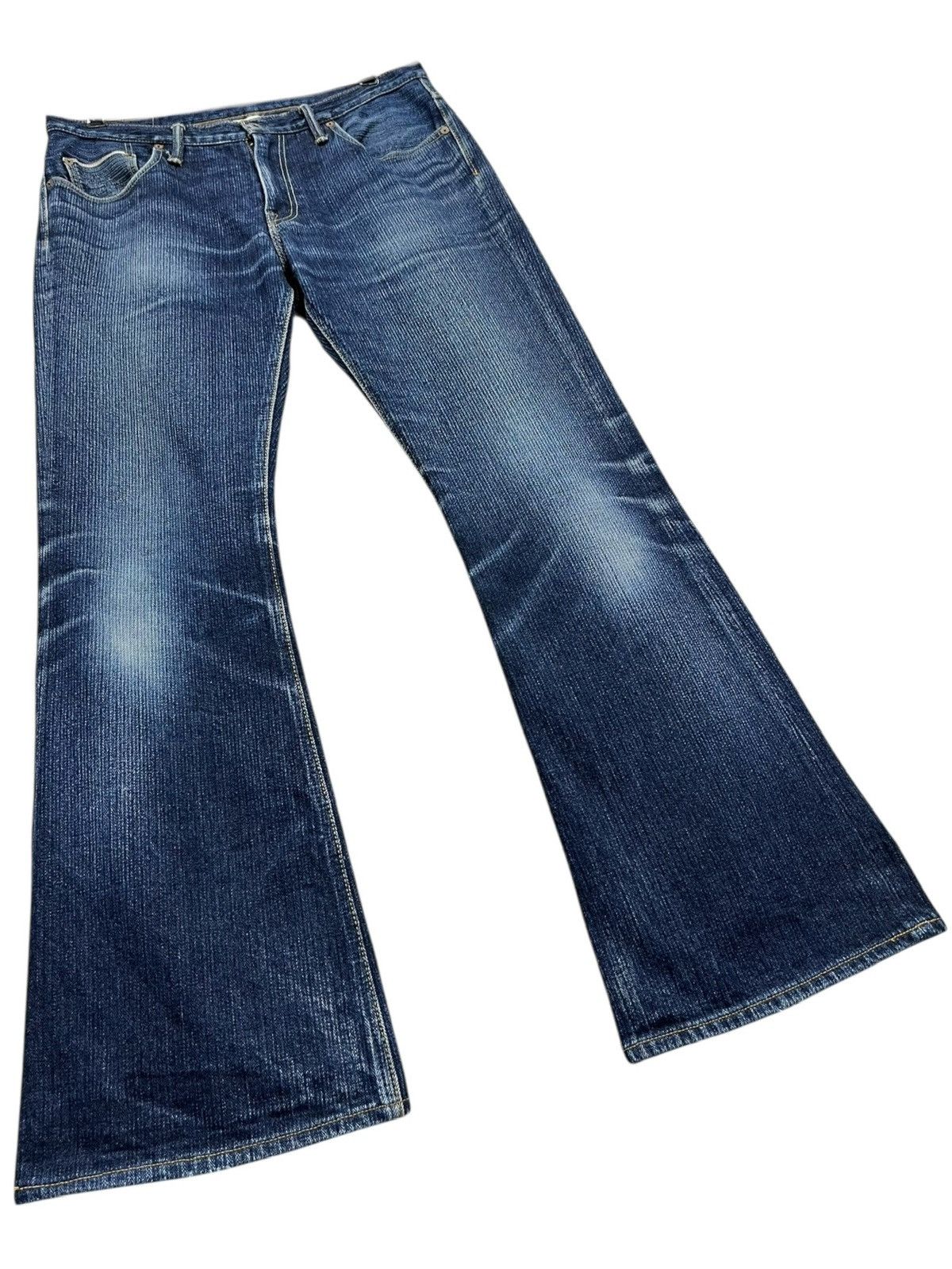 Indigo FYE🔥Vintage CHANNEL GRAPH KOJIMA JAPAN Perfect FLARE Denim Size US 31 - 3 Thumbnail