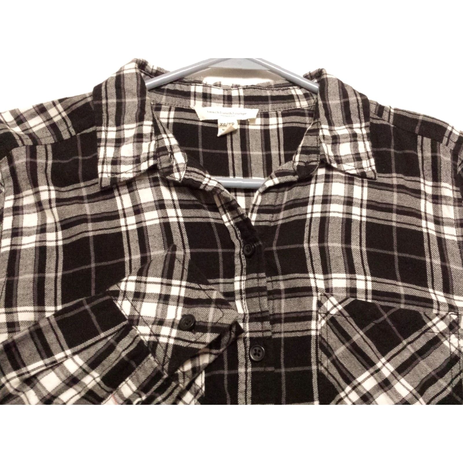 Vintage Beach Lunch Lounge Shirt XS Womens Black Plaid Check Long Sleeve Button-Down Blouse Size XS / US 0-2 / IT 36-38 - 2 Thumbnail