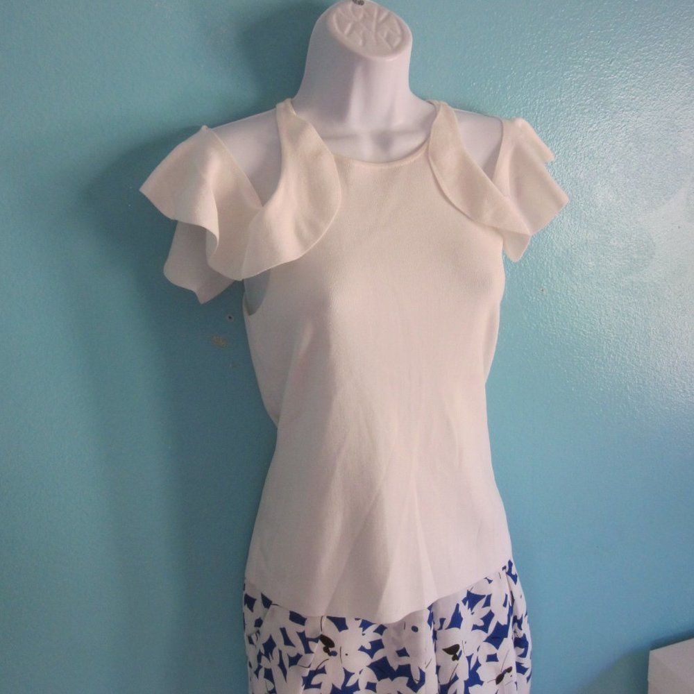 Jonathan Simkhai Jonathan Simkahi Pullover Top Ivory White Knit Size S Shoulder Details Size S / US 4 / IT 40 - 1 Thumbnail