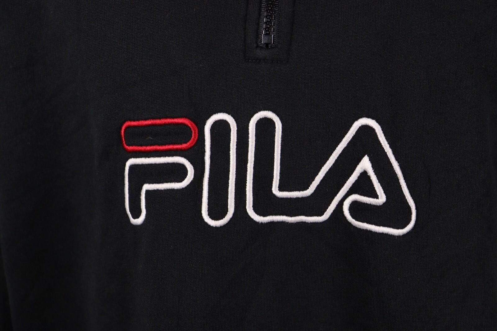 Fila Fila Big Logo Vintage Black 1/4 Zip Sweater Size XL Size US XL / EU 56 / 4 - 4 Thumbnail