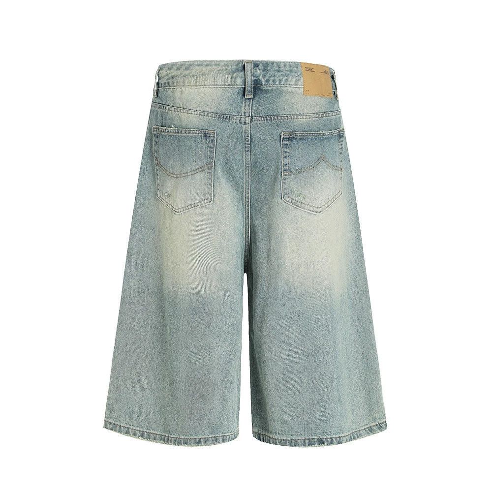 Japanese Brand × Jean Vintage distressed men's loose casual washed denim shorts Size US 32 / EU 48 - 2 Thumbnail