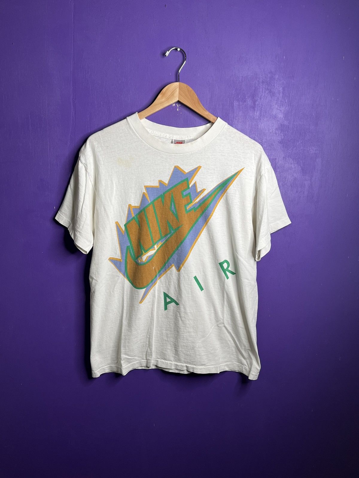 Nike × Vintage Vintage 90s Nike air geometric logo t-shirt Size US L / EU 52-54 / 3 - 1 Thumbnail