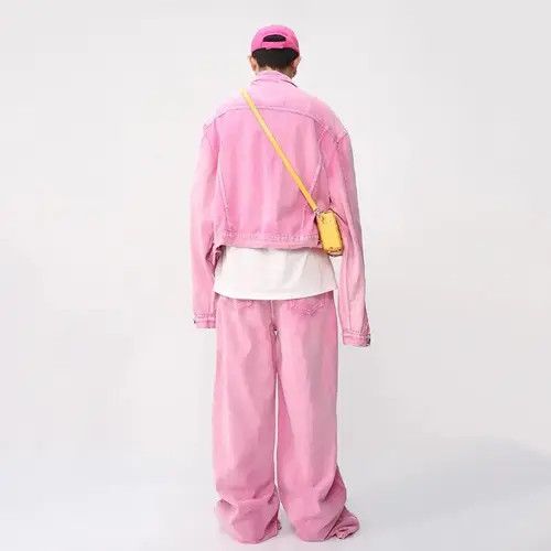 Japanese Brand × Vintage Casual Korean Pink Set Suit Solid Jeans + Jacket Coat Size 40R - 2 Thumbnail