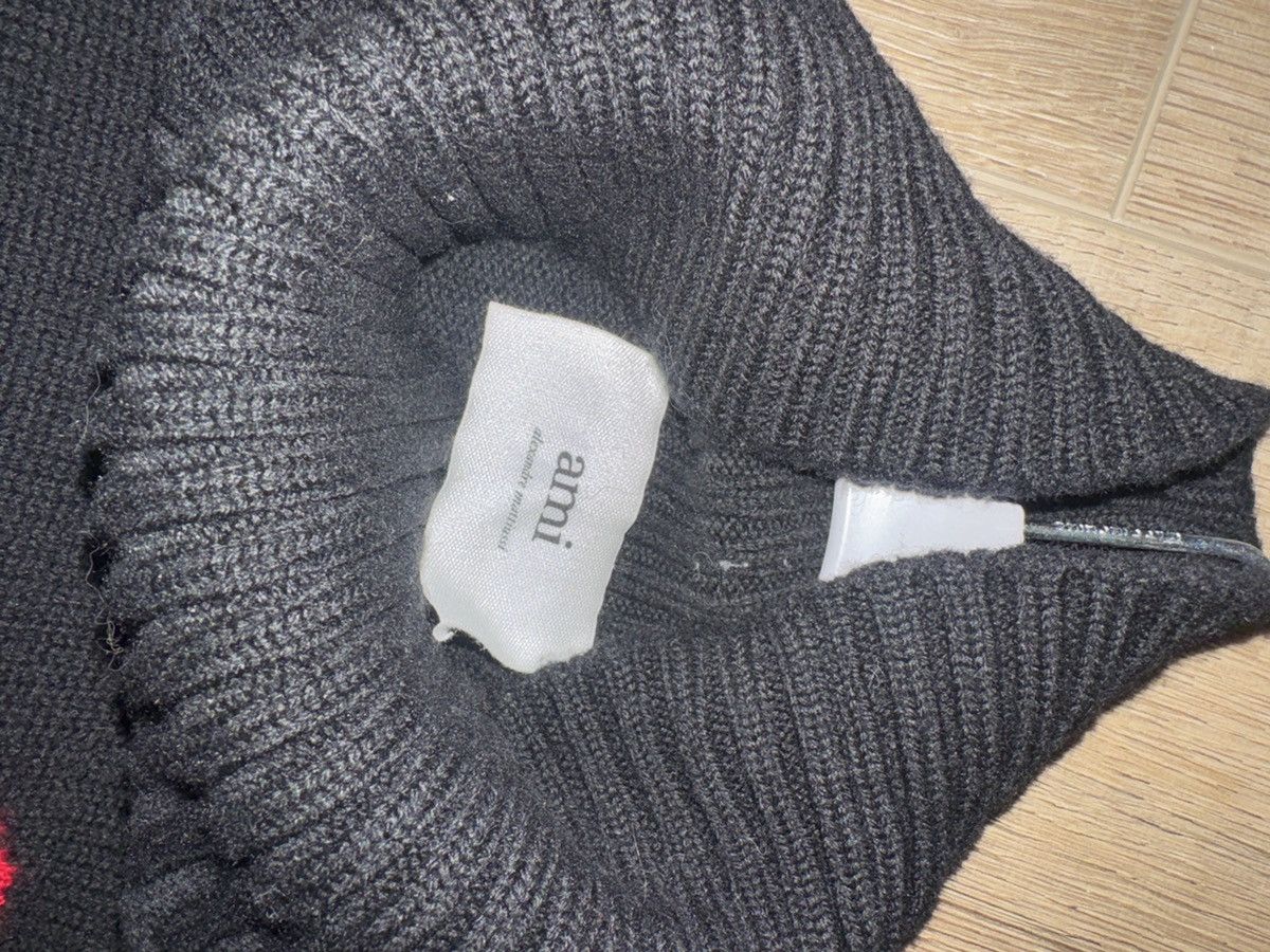 AMI AMI Paris Red Heart Logo Turtleneck Sweater Black Wool Knit Size US XS / EU 42 / 0 - 3 Thumbnail