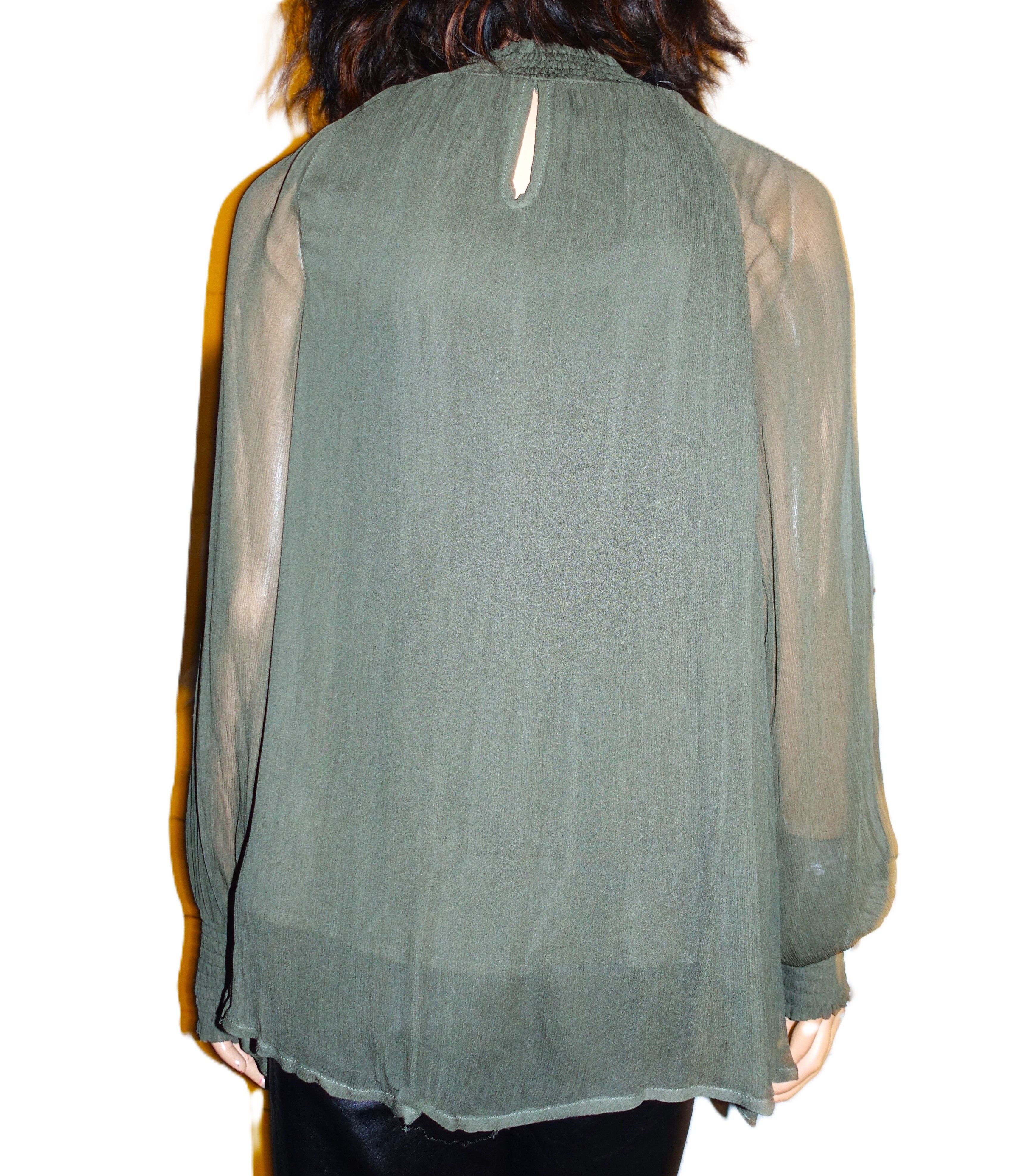 Other Grade & Gather Moss Green Sheer Blouse S Size S / US 4 / IT 40 - 5 Thumbnail