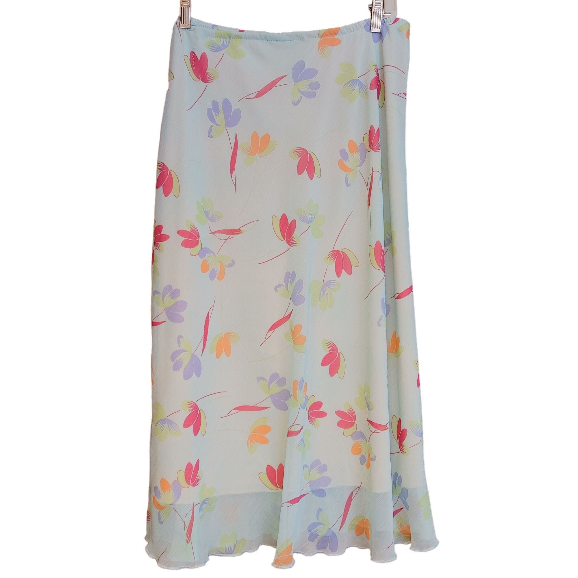 Other Jkla California Women's White/Mutlicolored Floral Sheer Skir Size 38" / US 16 / IT 52 - 1 Thumbnail