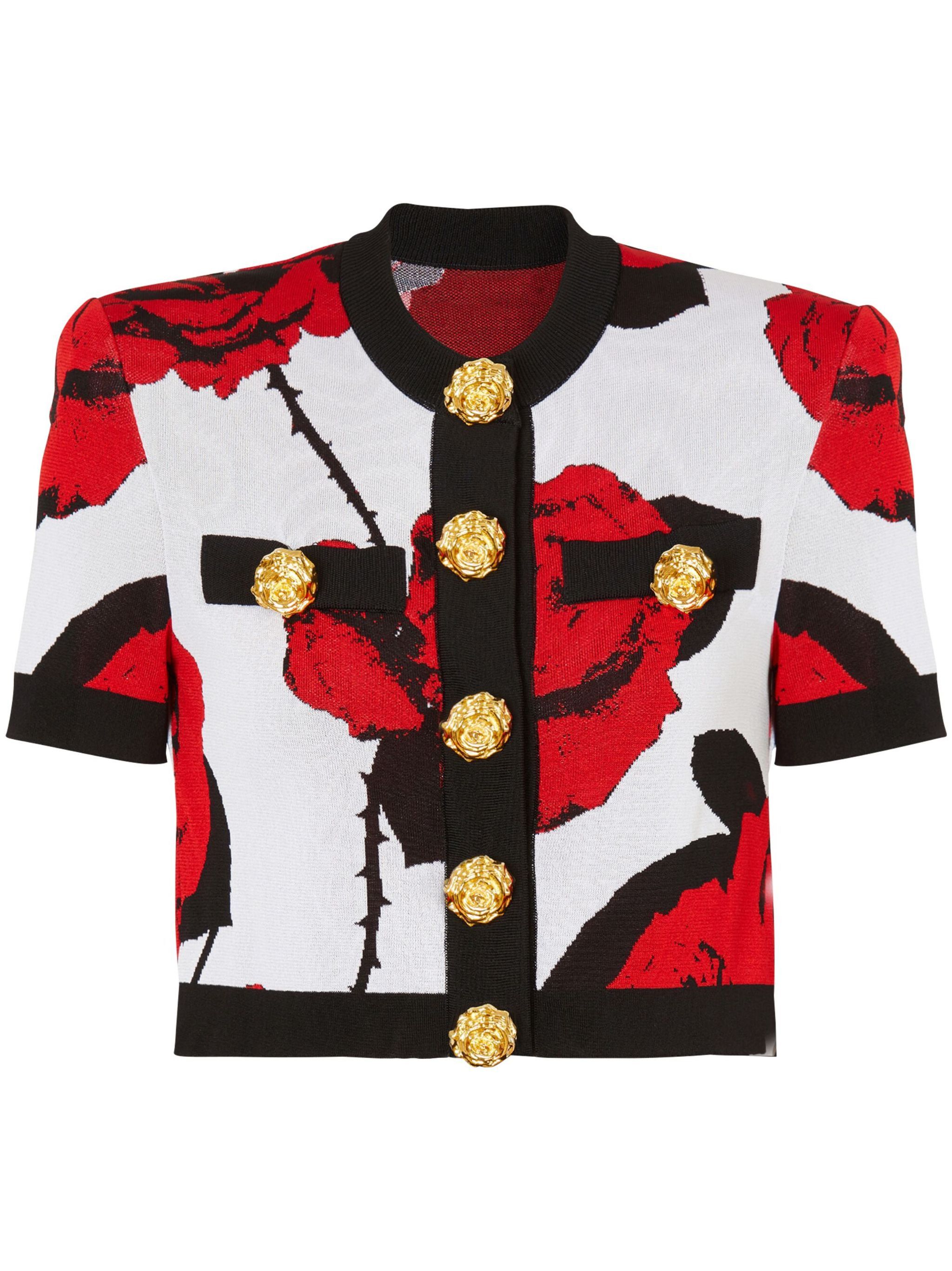 Balmain o1s1wg110125 Cropped Cardigan in Multicolor Size M / US 6-8 / IT 42-44 - 1 Thumbnail