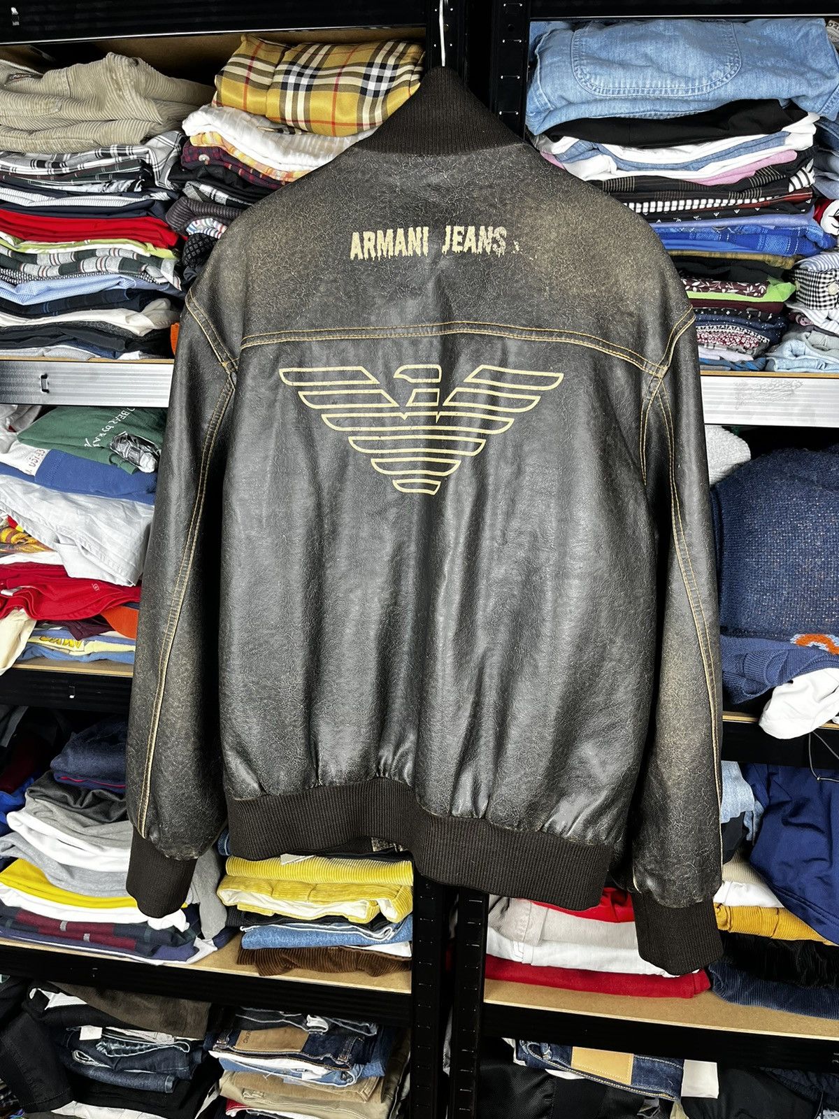 emporio armani studs denim jacket y2k
