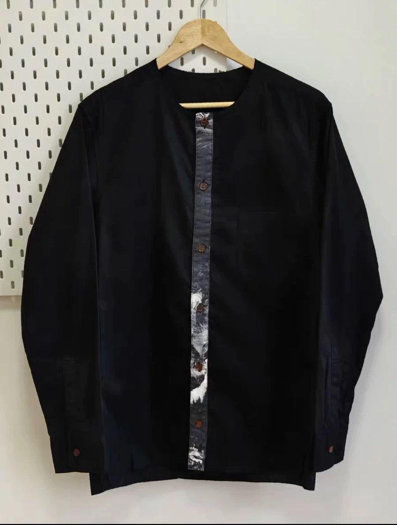 Yohji Yamamoto Yohji Yamamoto Yohji Yamamoto Black Collarless Shirt Size US S / EU 44-46 / 1 - 1 Thumbnail