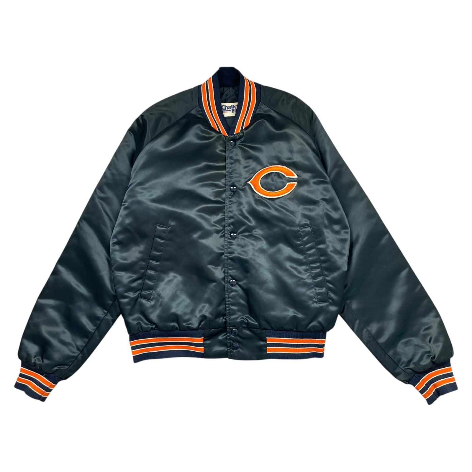 NFL VTG 80s CHICAGO BEARS CHALK LINE SATIN JACKET SPELL OUT Sz M Size US M / EU 48-50 / 2 - 2 Thumbnail