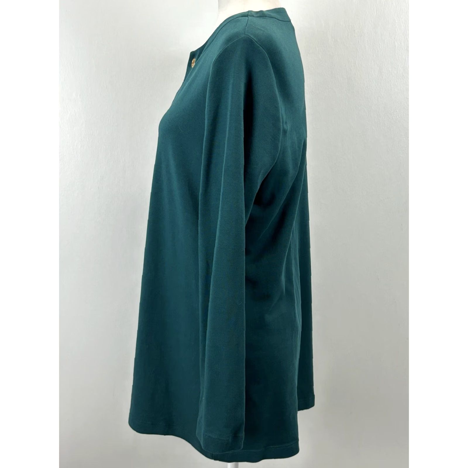 Vintage Chicos Pima Grommet Tunic Top Shirt Sz 1 US Medium Green Womens Shirt Tunic V-Neck Long Sleeve Cotton Size M / US 6-8 / IT 42-44 - 2 Thumbnail