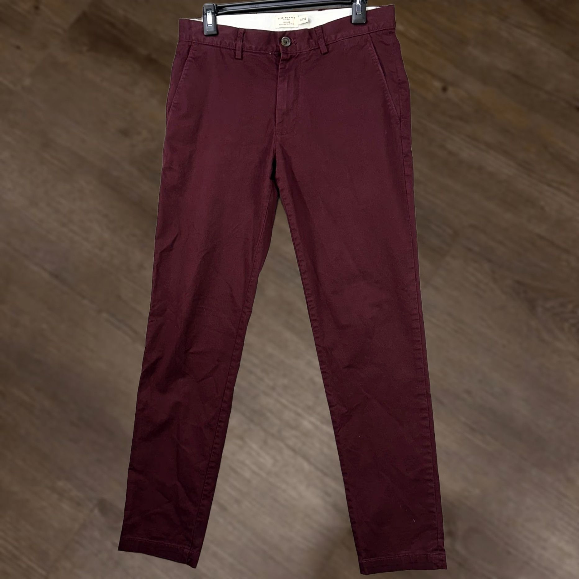 Club Monaco VINTAGE Club Monaco Khaki Pants Mens 30X32 Slim Straight Stretch Casual Maroon - Pants - Men Size US 30 / EU 46 - 1 Thumbnail