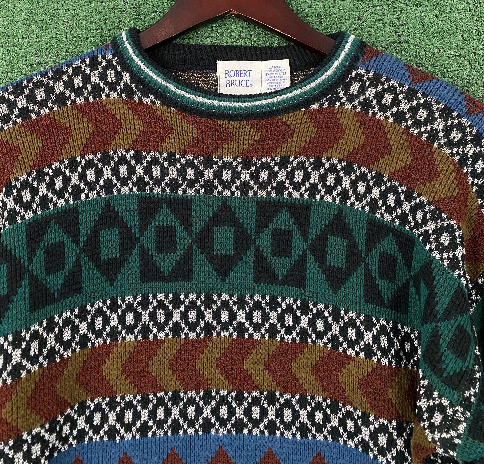 Robert Bruce 90’s Robert Bruce Colorful Geometric Patterned Sweater Large Size US L / EU 52-54 / 3 - 1 Thumbnail