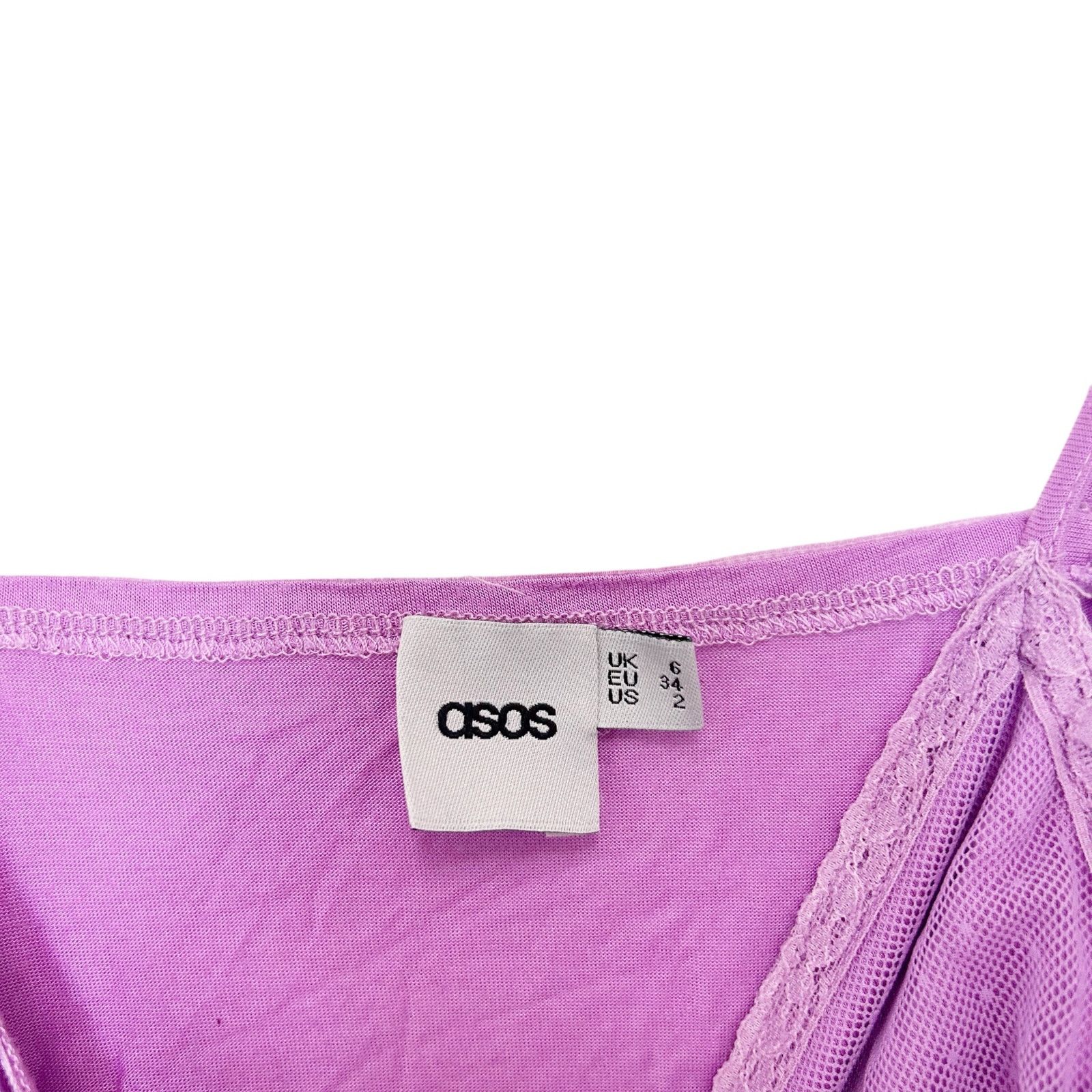 Asos Asos Purple Lace Detail Tank Top Sz 2 Size XS / US 0-2 / IT 36-38 - 2 Thumbnail