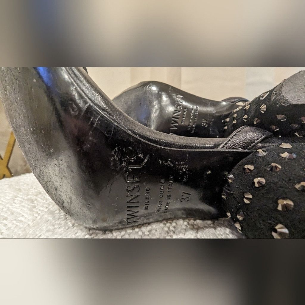 TWINSET Twin-Set Black and Gold Strappy Heels Size US 7 / IT 37 - 4 Thumbnail