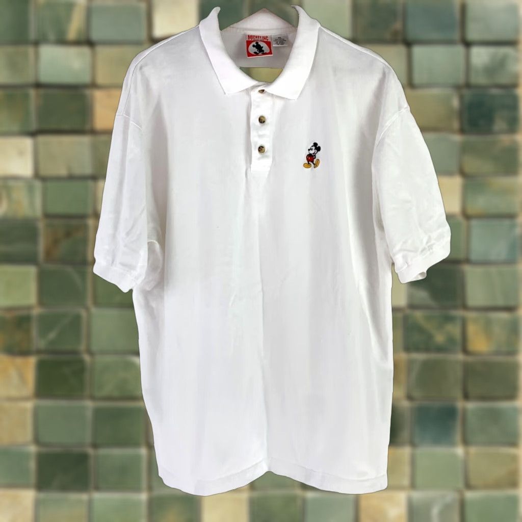 Vintage VINTAGE Mickey Inc Polo Shirt Mens XXL White 1990s Embroidered 100% Cotton Polo Rugby Short Sleeve Shirt Mens Womens Size US XXL / EU 58 / 5 - 1 Thumbnail