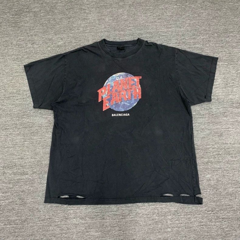Balenciaga Balenciaga Black Wash Destroy the Earth Short Sleeve Size US XL / EU 56 / 4 - 1 Thumbnail