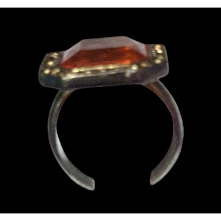 Other Vintage Topaz Glass Rhinestone Gemmed Statement Ring Size 6 Size ONE SIZE - 6 Thumbnail