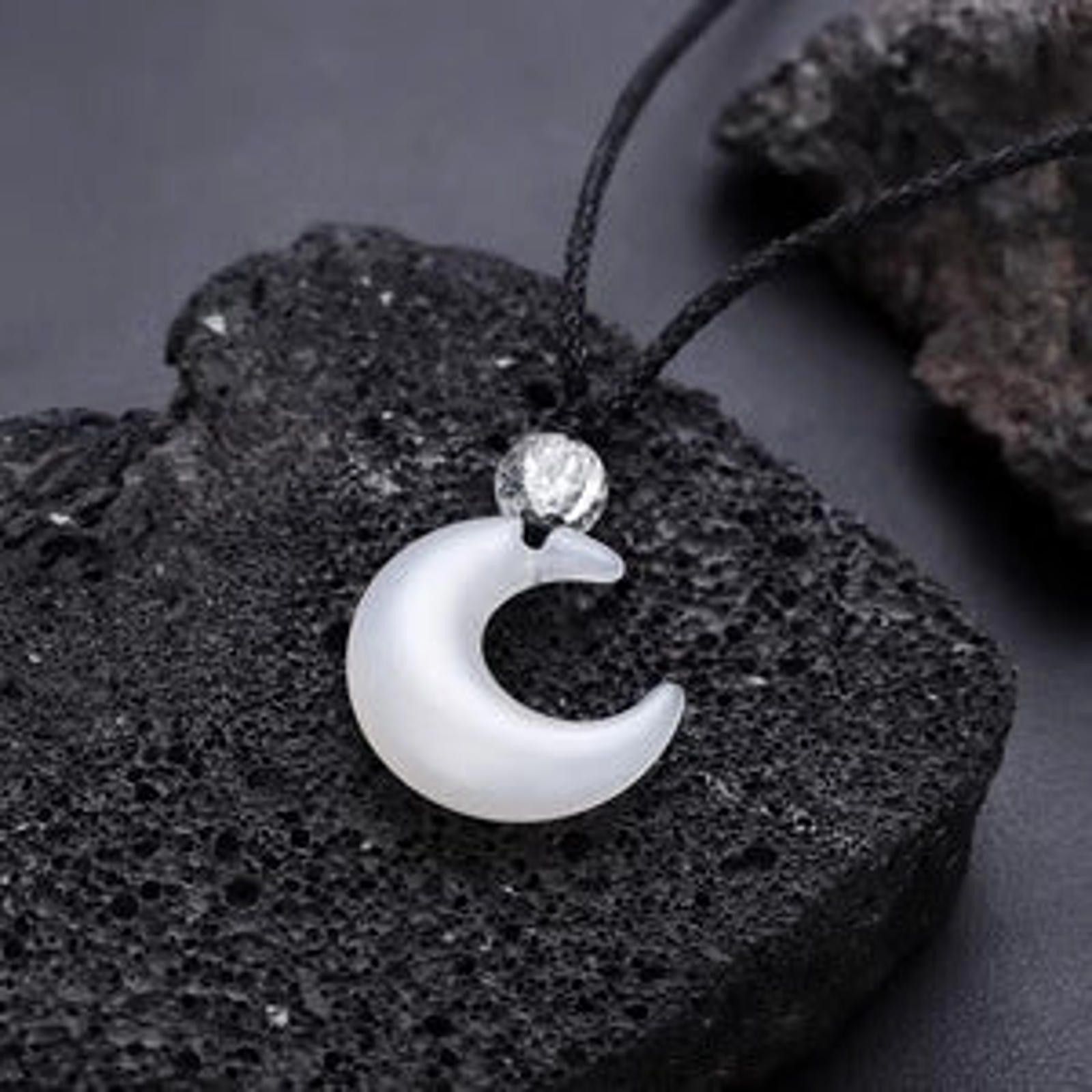 Jewelry Black Crescent Moon Pendant Necklace, Adjustable Cord Size ONE SIZE - 7 Thumbnail