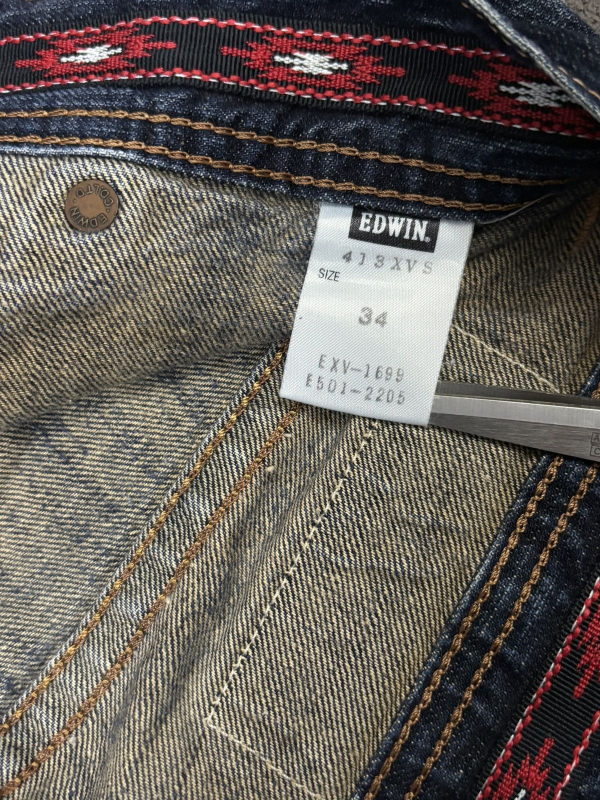 Edwin Vintage Edwin XV Whisker Washed Distressed Denim Bush Pants Size US 35 - 17 Thumbnail