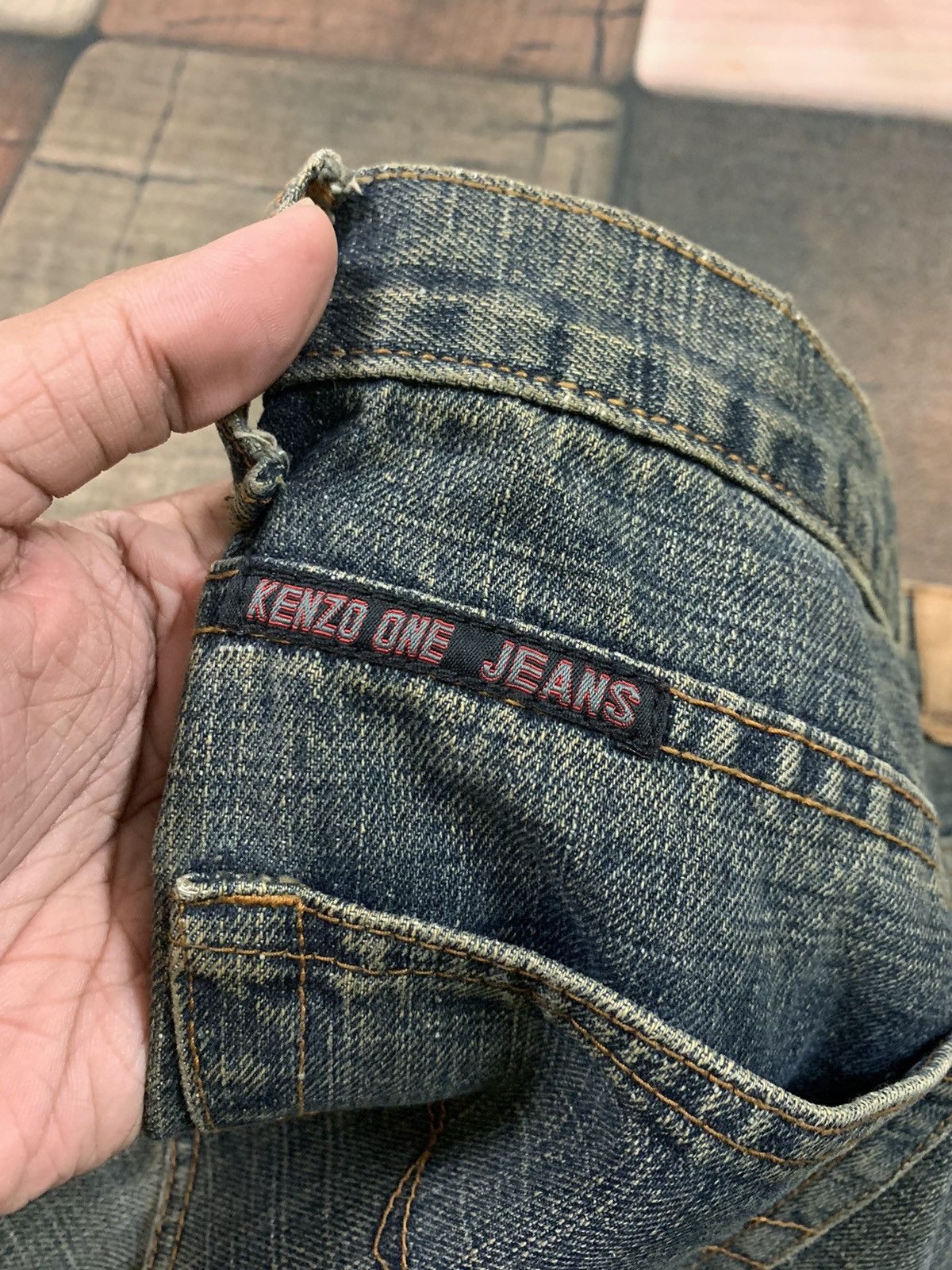 If Six Was Nine FLARED RUSTY WASH jeans with claw mark faded design Size US 29 - 12 Thumbnail
