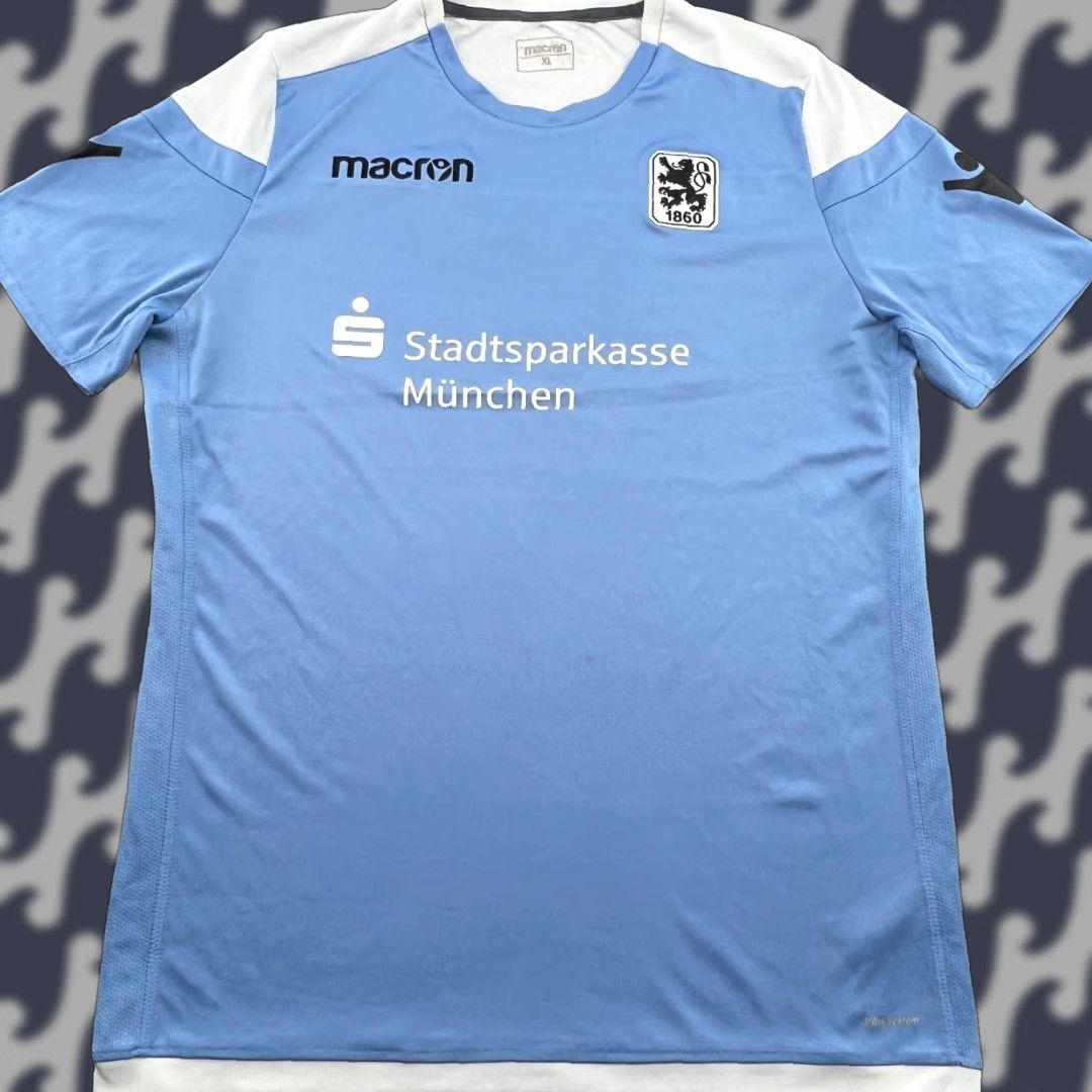 Macron TSV 1860 München Training Mens Football Jersey XL Macron Soccer Shirt Short Sleeve Blue Polyester Moisture Wicking Quick Dry Athletic Sport Jersey Men Size US XL / EU 56 / 4 - 1 Thumbnail