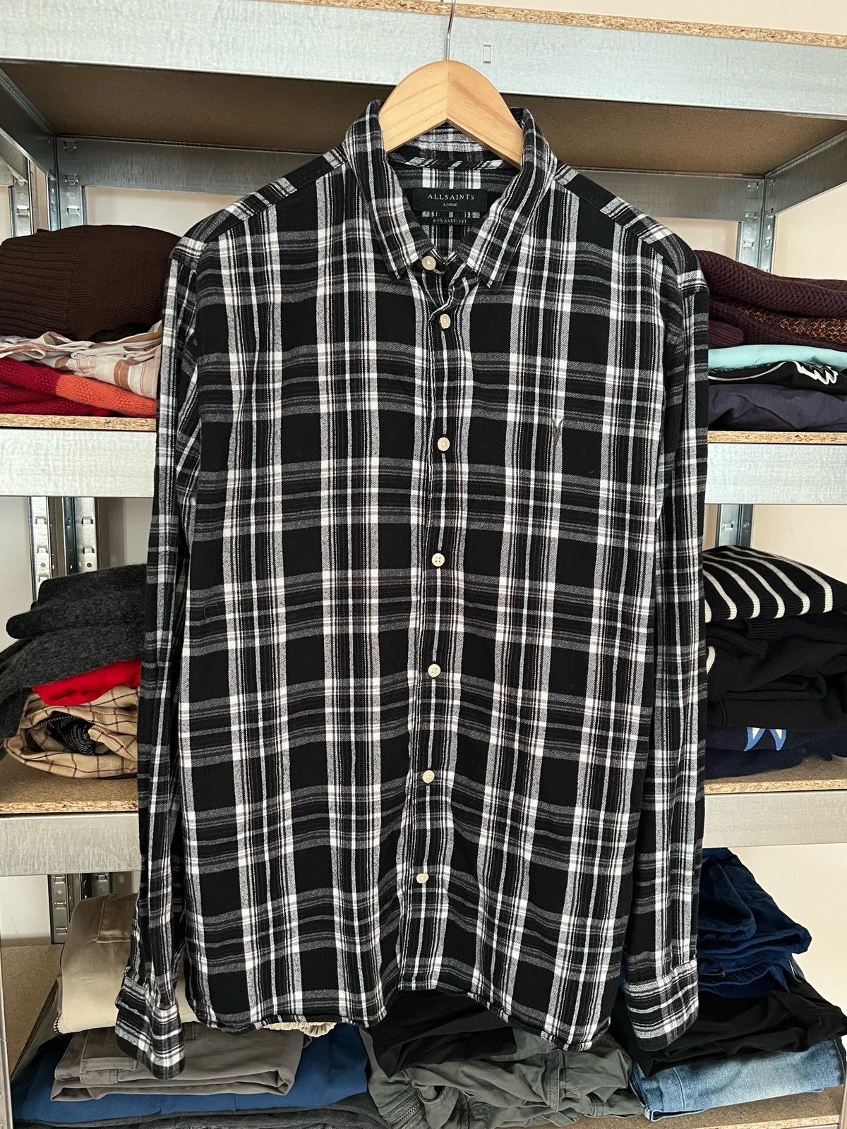 Allsaints × Designer Allsaints Zenith Button Up Shirt L Check Flannel Long Sleeve Size US L / EU 52-54 / 3 - 1 Thumbnail