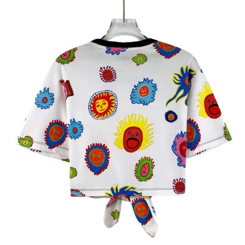 Louis Vuitton Louis Vuitton 23 White Sun Cartoon Print Crew Neck Short S Size S / US 4 / IT 40 - 2 Thumbnail