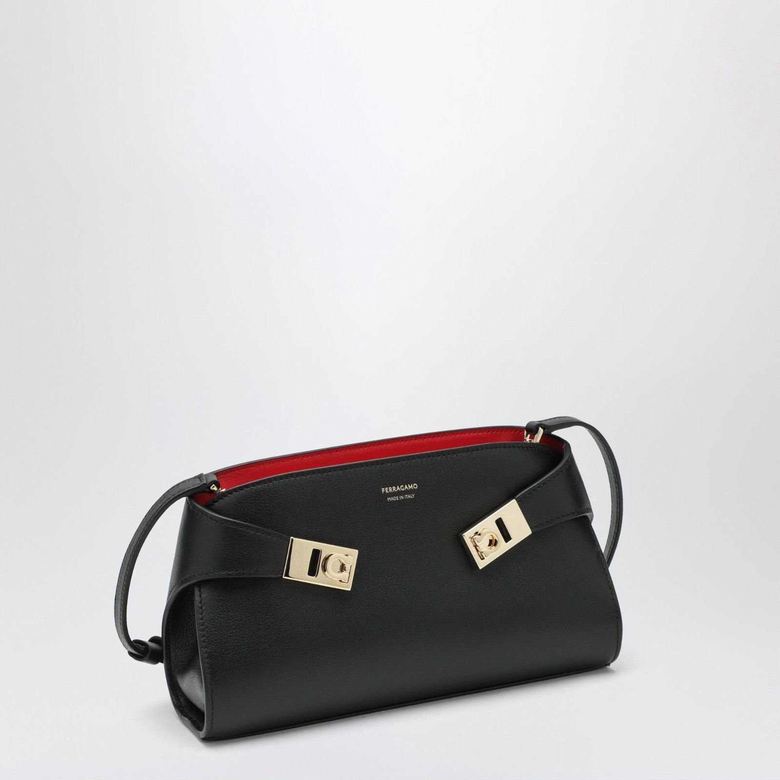 Salvatore Ferragamo FERRAGAMO Hug Black Red Calfskin Mini Crossbody Bag New & Au Size ONE SIZE - 2 Thumbnail