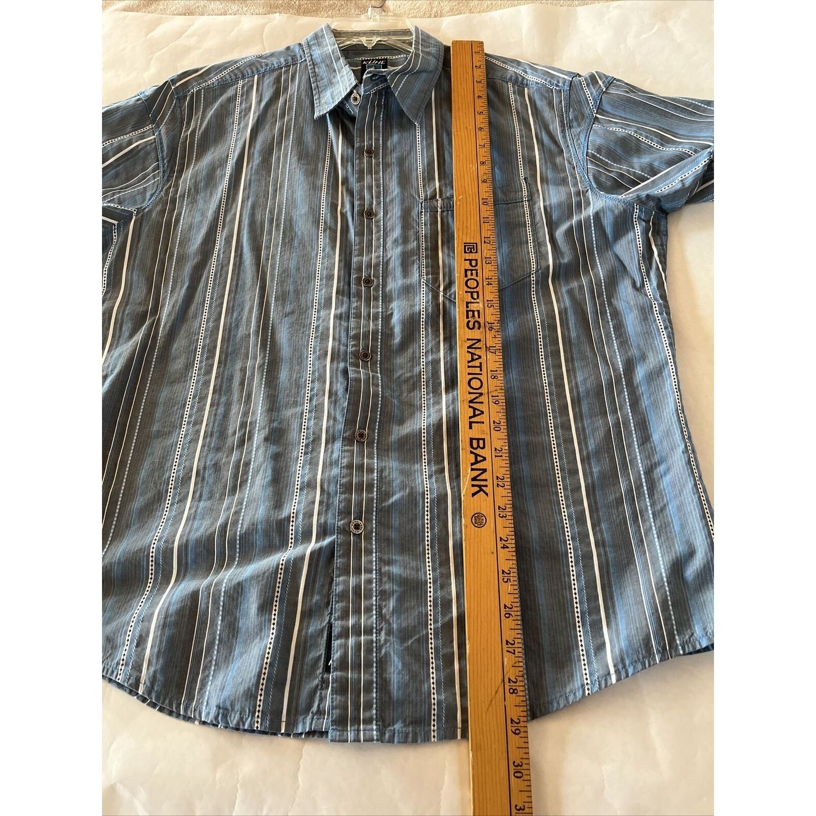 Kuhl Kühl Suncel Men’s L Blue White Striped Cotton Tencel Shirt Size US L / EU 52-54 / 3 - 11 Thumbnail