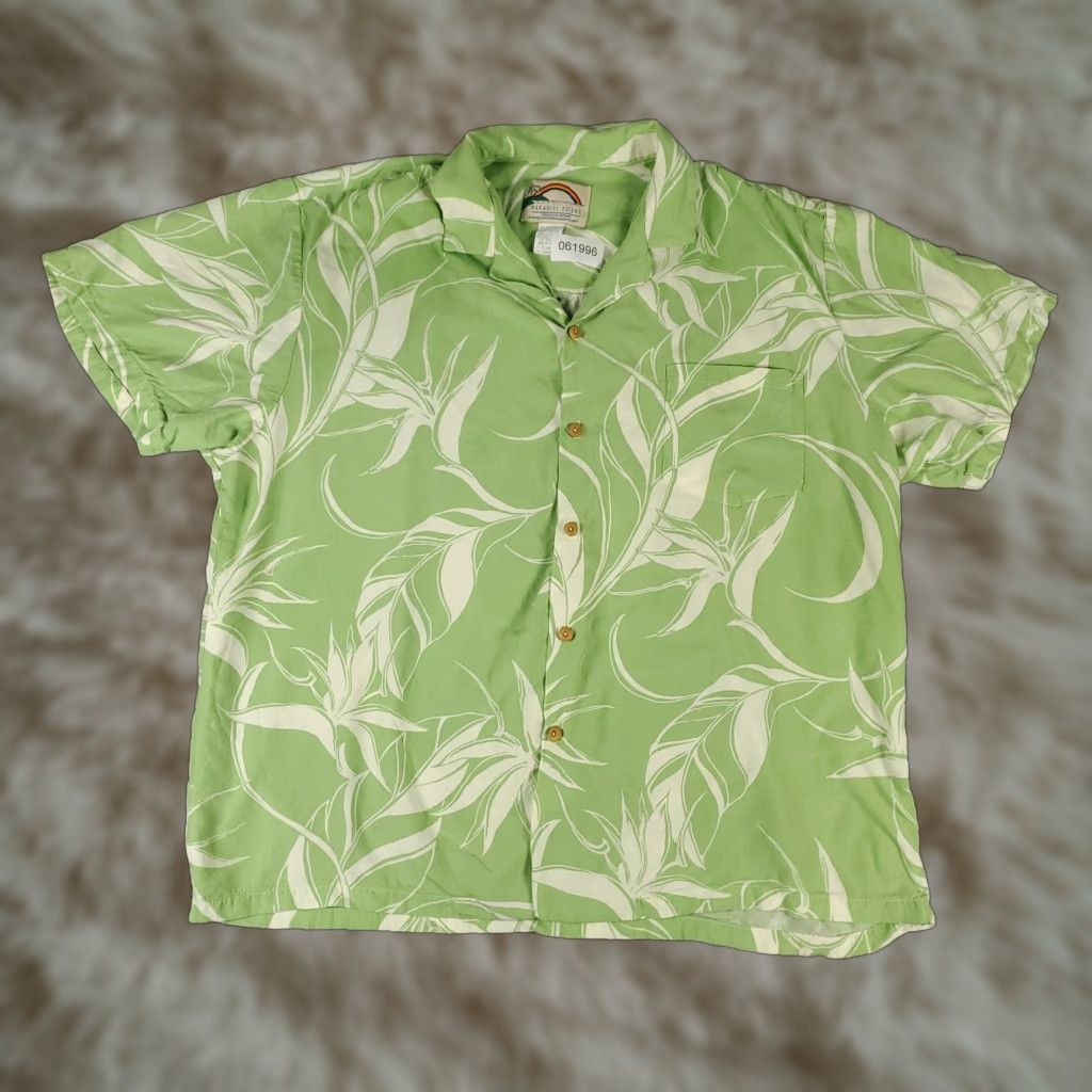 Paradise VINTAGE Paradise Men's Shirt XL Green Floral Hawaiian Button Up All Seasons Retro Size US XL / EU 56 / 4 - 1 Thumbnail