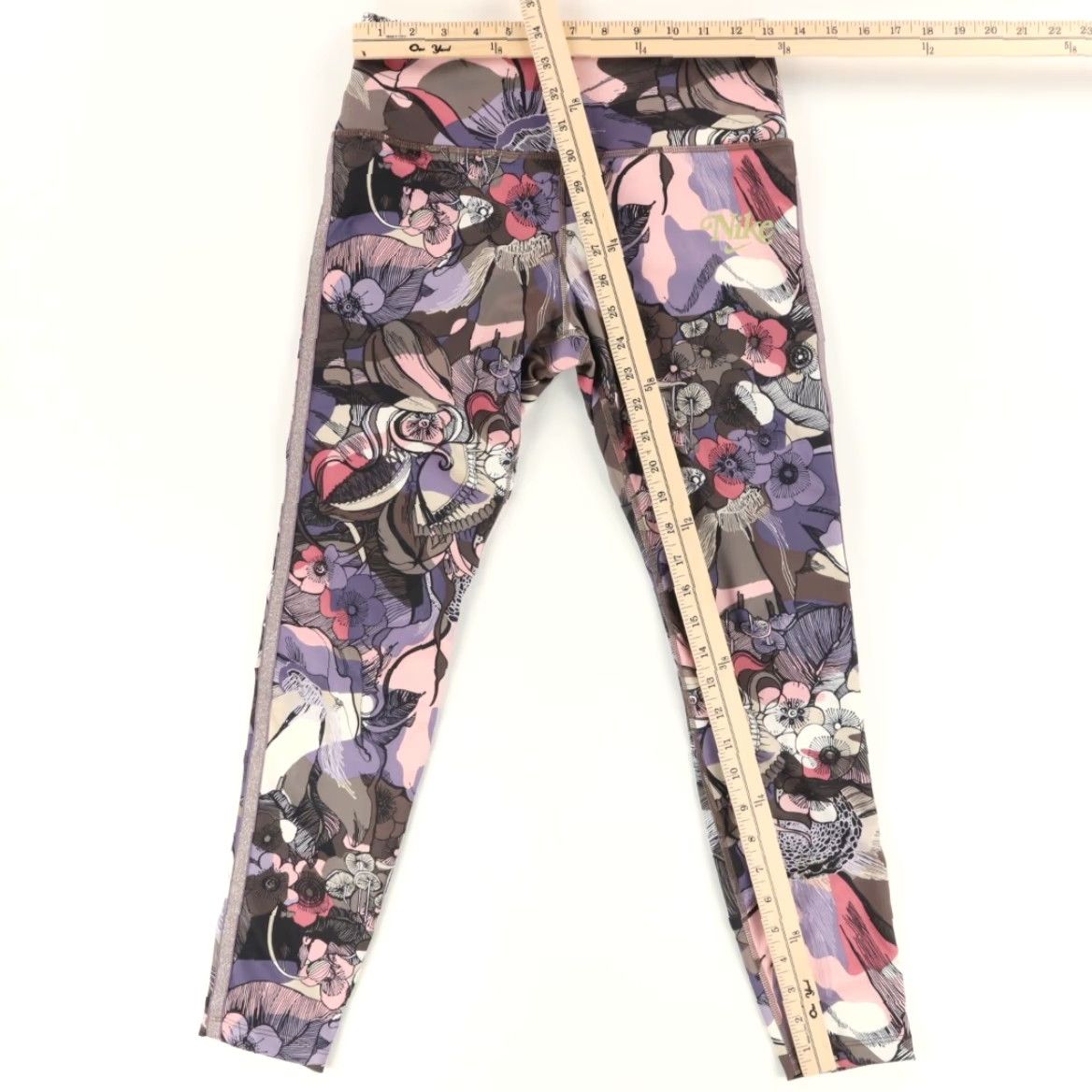 Nike Nike Women's Leggings M Floral Multi-Colored Stretch Fast Running High Elastic Woven Pants Size 32" / US 10 / IT 46 - 3 Thumbnail