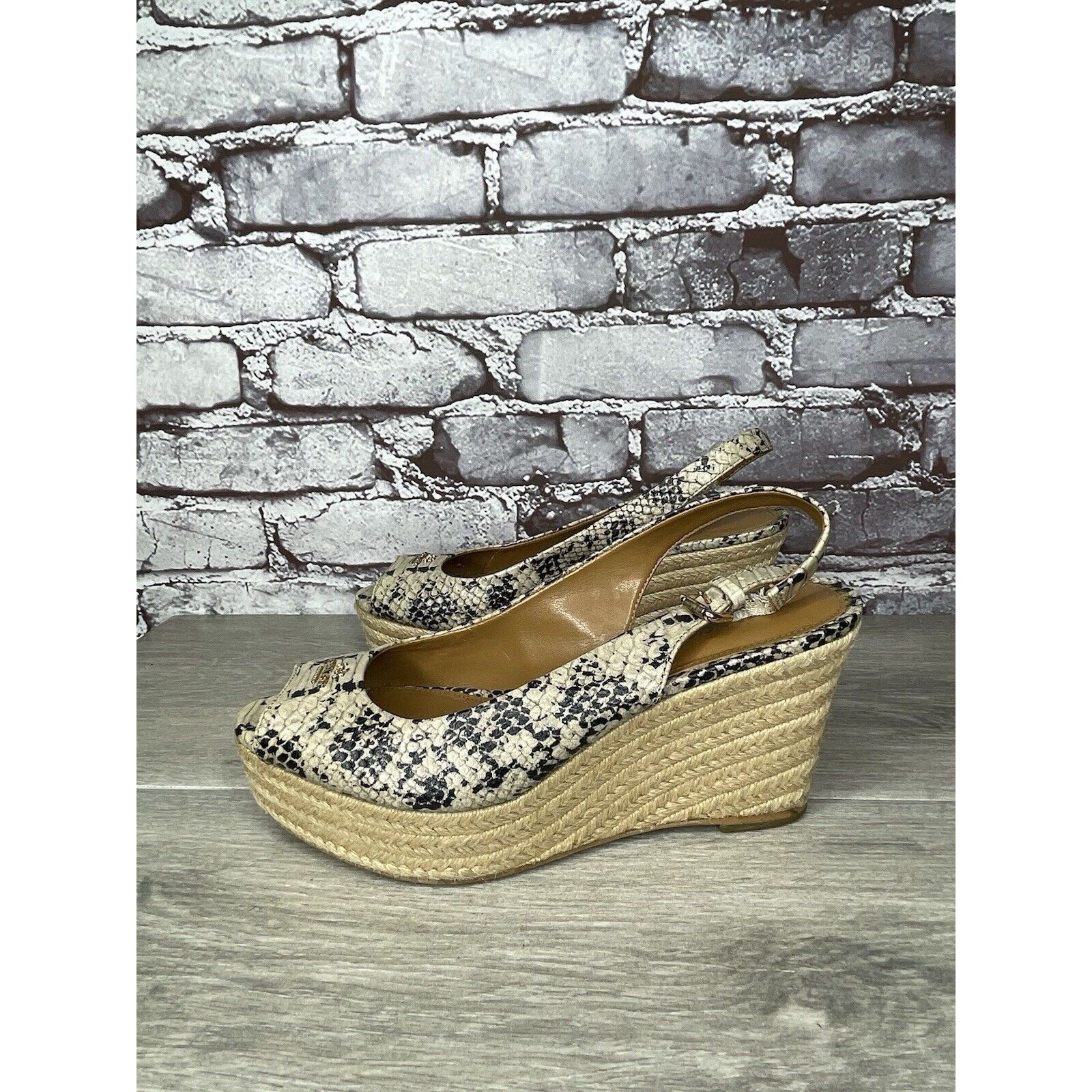 Coach Coach Ferry Snake Embossed Platform Espadrilles Wedges Strap Size US 7 / IT 37 - 24 Thumbnail