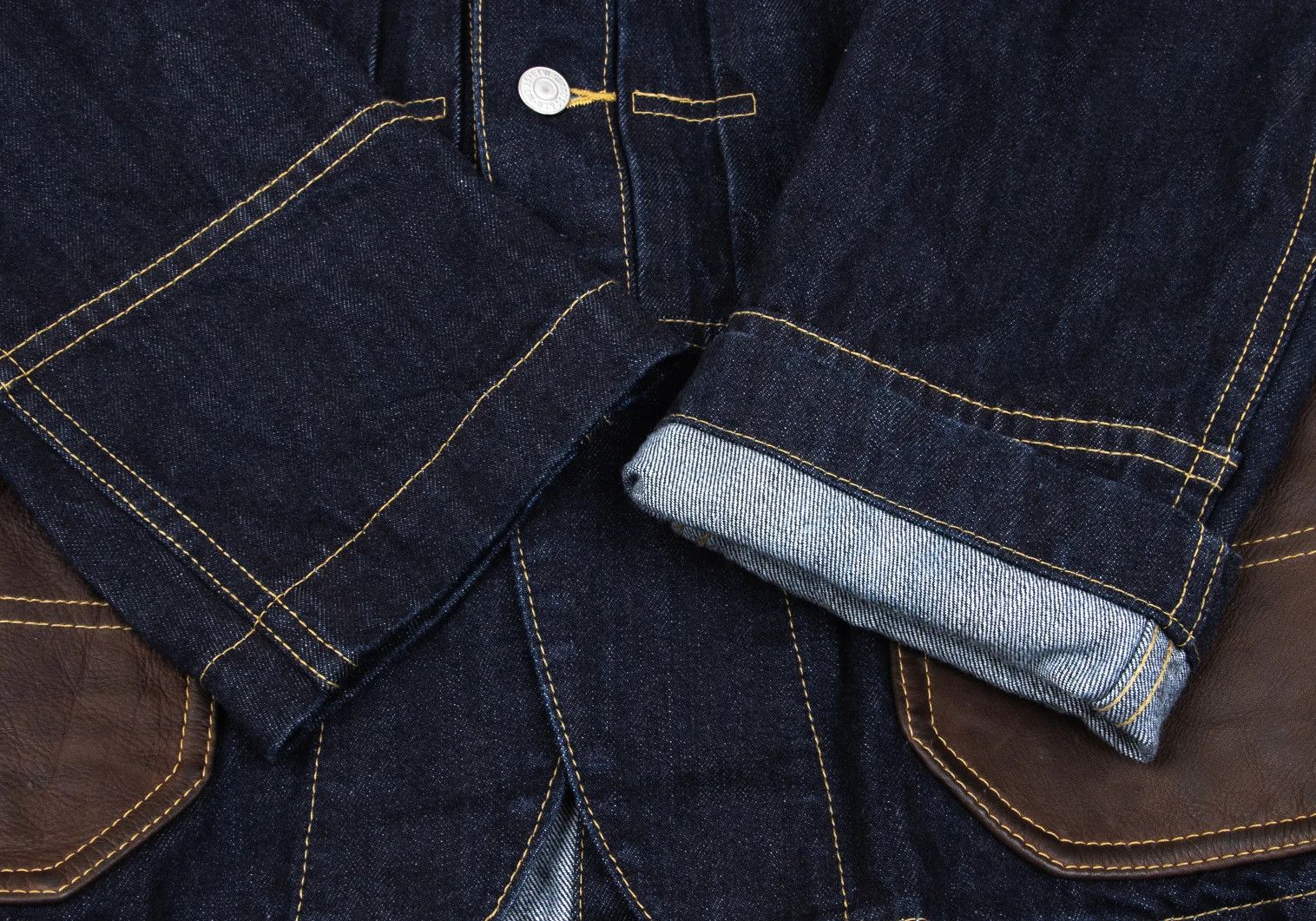 Junya Watanabe Indigo Denim Jacket with Leather Patch Pocket, Size M Size US M / EU 48-50 / 2 - 9 Thumbnail