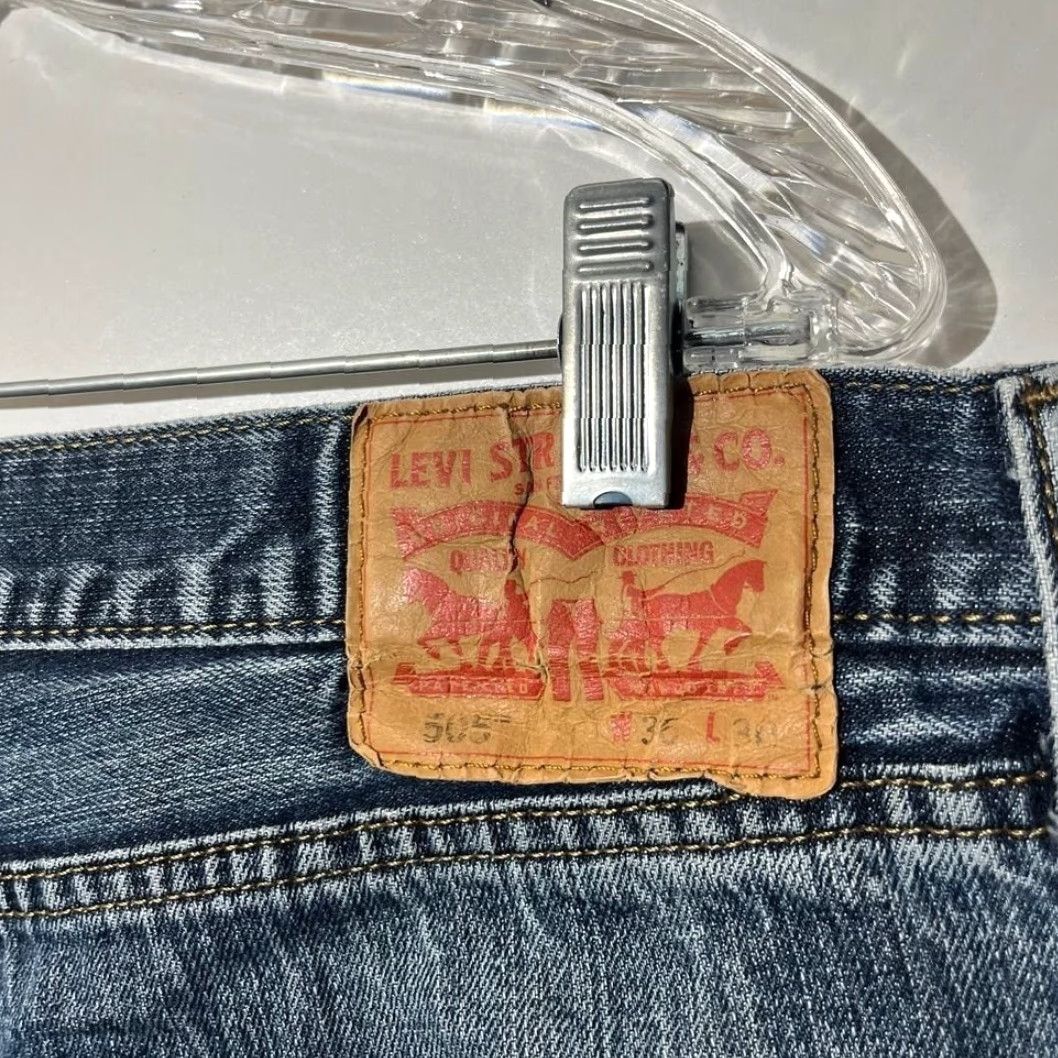 Levi's Levi's 505 Regular Fit Straight Jeans Mens 36x30 Medium Blue Denim M62 Size US 36 / EU 52 - 4 Thumbnail