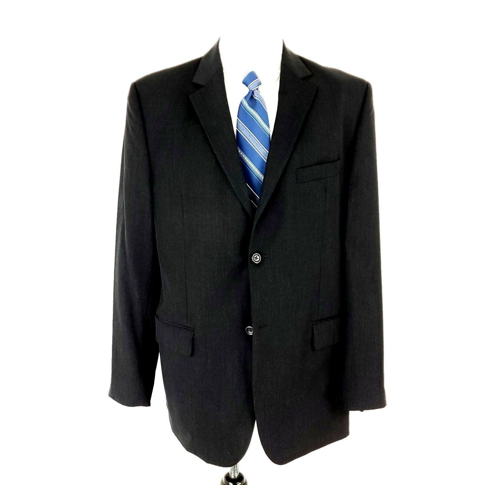 Pronto Uomo Pronto Uomo Wool 2 Button Blazer 42L Charcoal Gray Sport Coa Size ONE SIZE - 3 Thumbnail