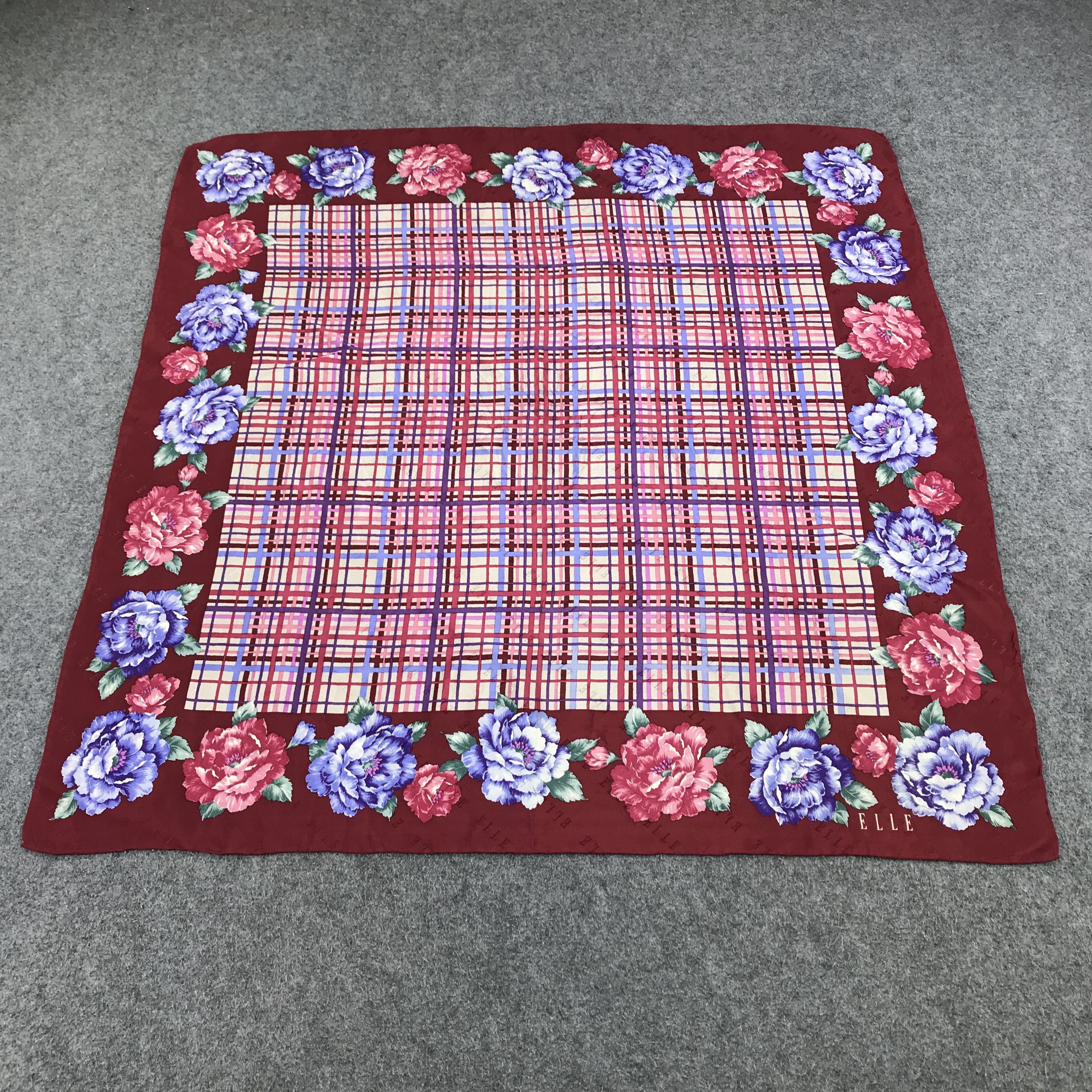 Vintage Vintage Elle Floral Silk Scarf M155 Size ONE SIZE - 2 Thumbnail