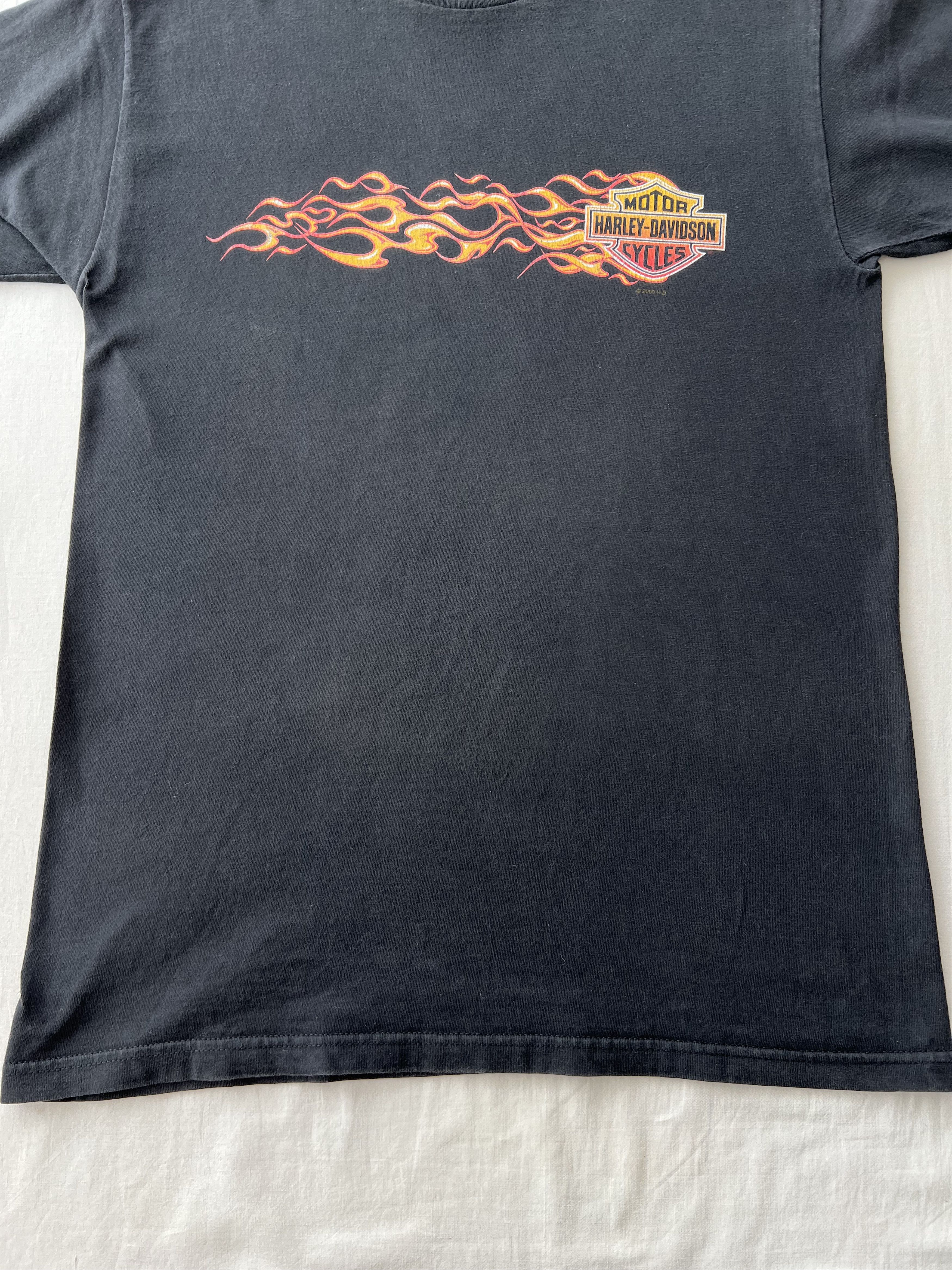 Harley Davidson Vintage 2000 Harley Davidson Flame Fire Y2k Black T-shirt Size US M / EU 48-50 / 2 - 6 Thumbnail