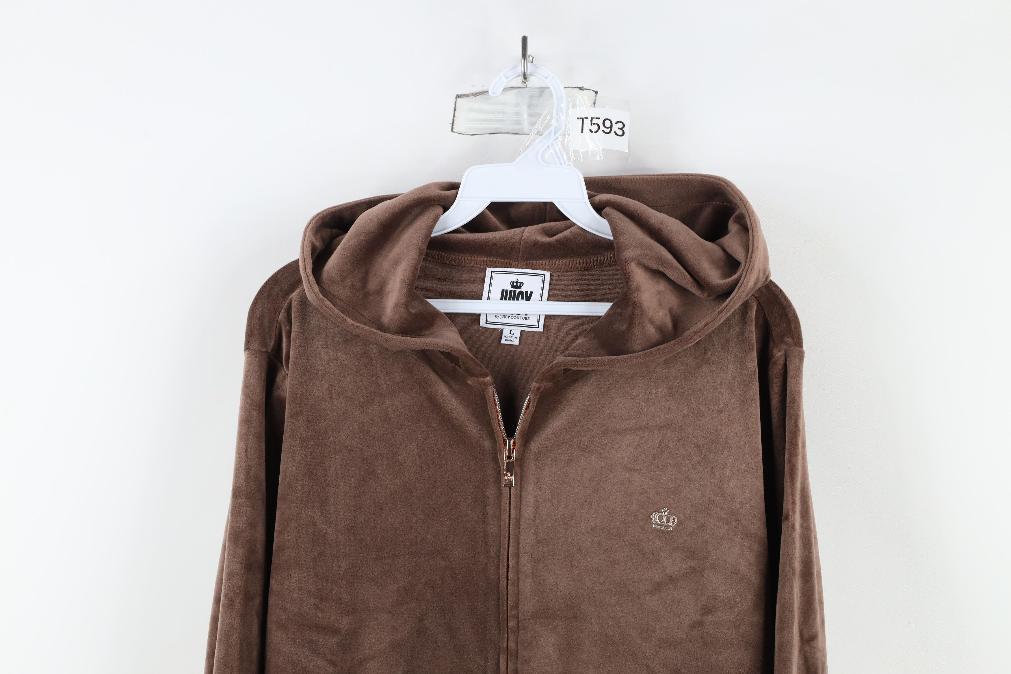 Juicy Couture × Vintage Vintage 90s Y2K Juicy Couture Soft Velour Full Zip Hoodie Size L / US 10 / IT 46 - 2 Thumbnail