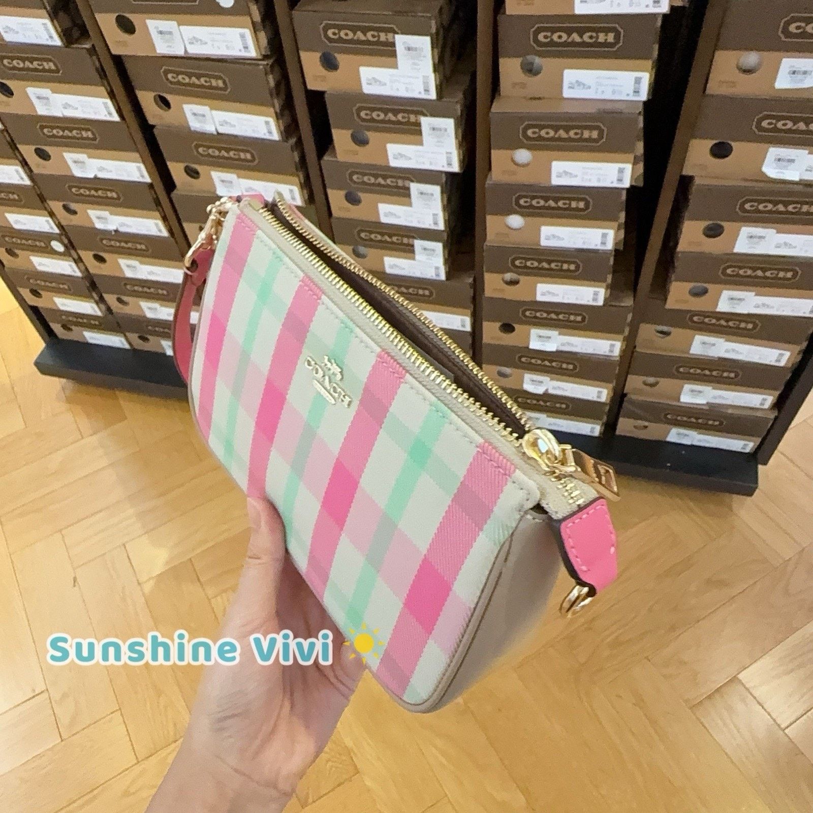 Coach NWT Coach Nolita 19 Plaid Bag Wristlet Purse CBK65 PINK Size ONE SIZE - 4 Thumbnail