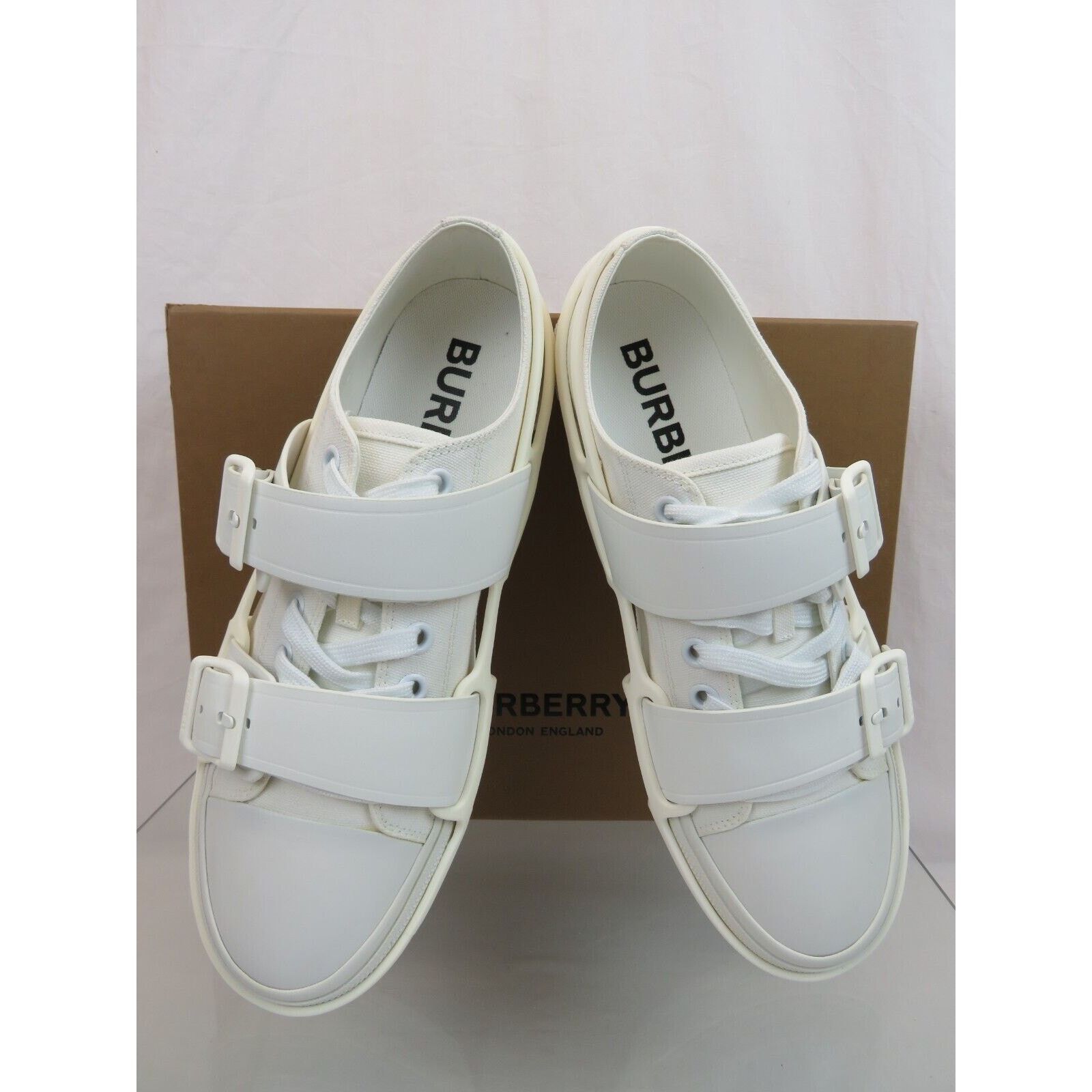 Burberry BURBERRY VERS WHITE CANVAS RUBBER STRAPS LOGO SNEAKERS 44 11 Size US 11 / EU 44 - 6 Thumbnail