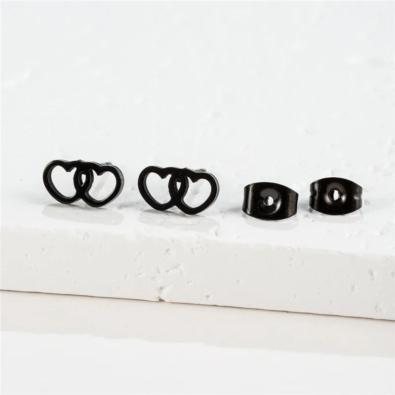 Jewelry Double Heart Earrings Charm Earring Gift Size ONE SIZE - 1 Preview