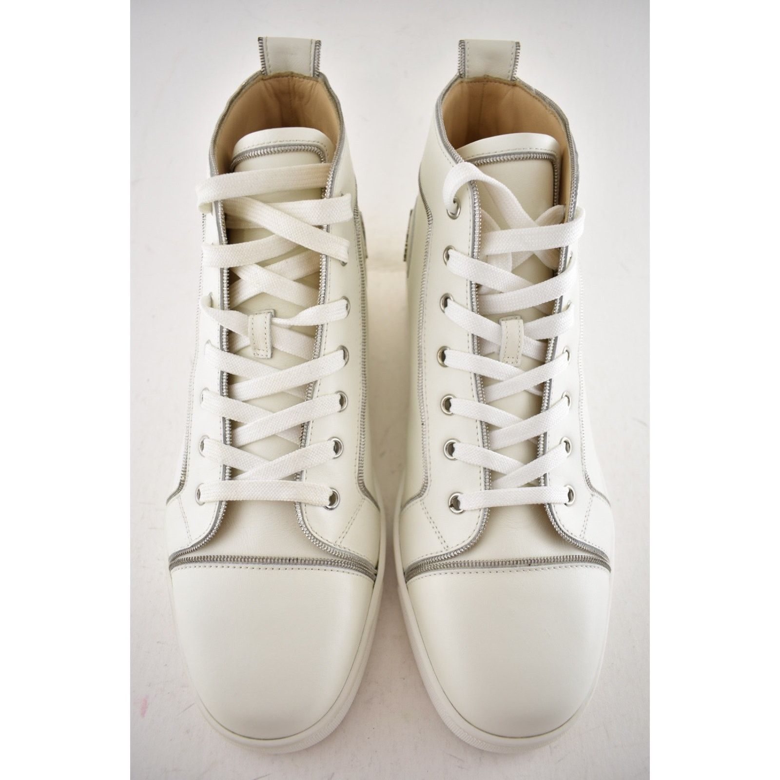 Christian Louboutin Mens Louis Z Flat White Zipper High Top Sneakers 43.5 10.5 Size US 10.5 / EU 43-44 - 7 Thumbnail