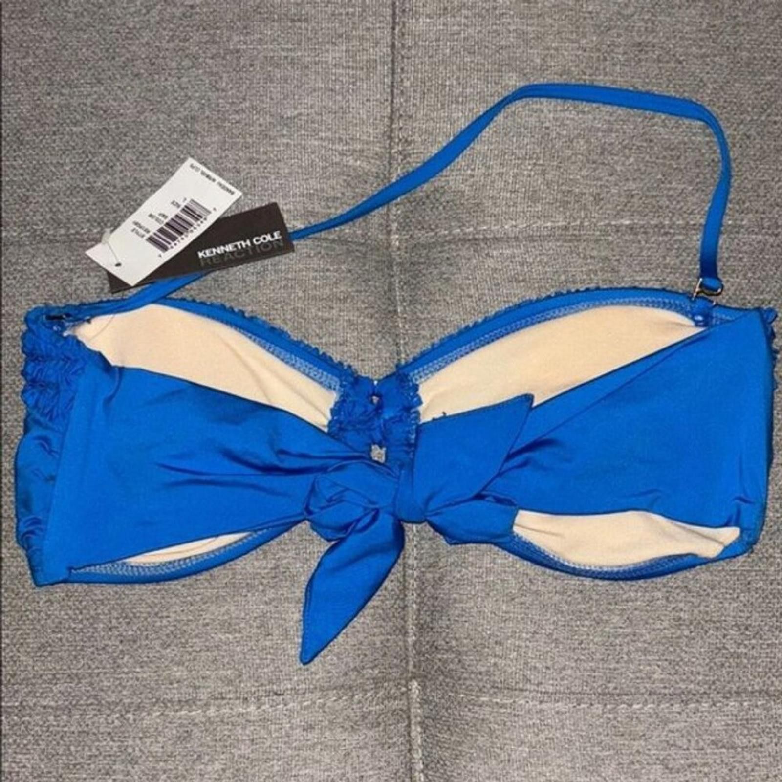 Kenneth Cole NWT Kenneth Cole: Blue Bandeau Bikini Top with Ruching L Size ONE SIZE - 2 Thumbnail