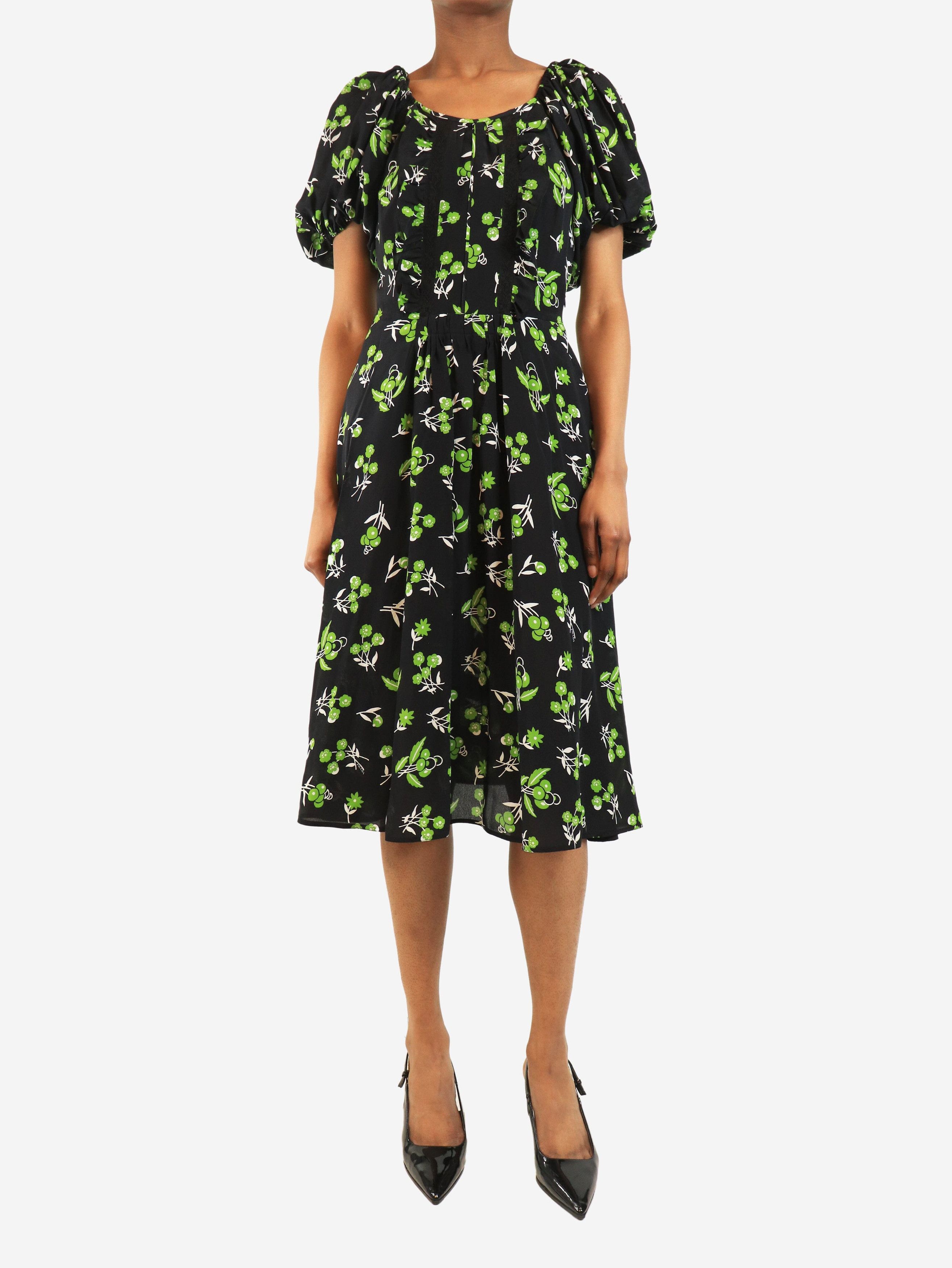 Prada Black floral midi dress - UK 8 Size S / US 4 / IT 40 - 1 Thumbnail