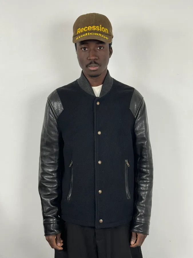Givenchy AW2013 Givenchy Black Leather Sleeves Bomber Teddy Jacket